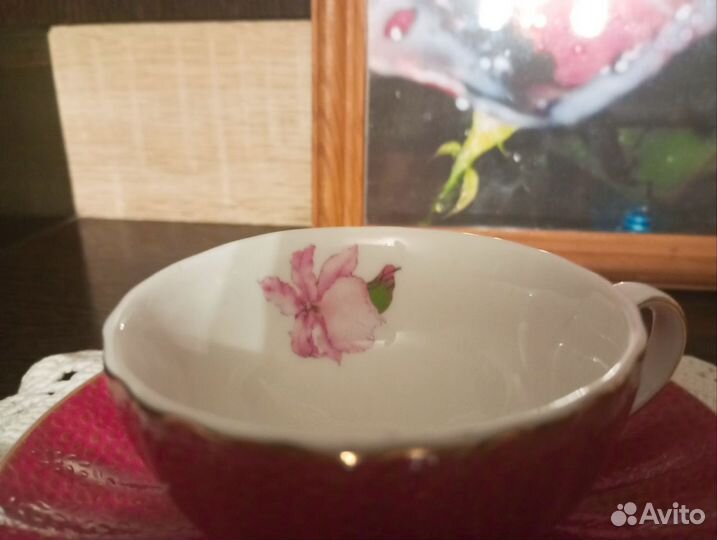 Чашка фарфоровая с блюдцем
