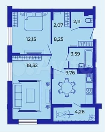 2-к. квартира, 61 м², 11/15 эт.