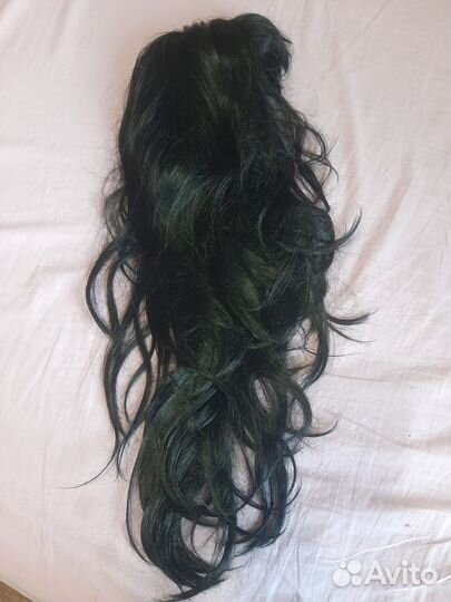 Парик черный длинный из искусственных волос