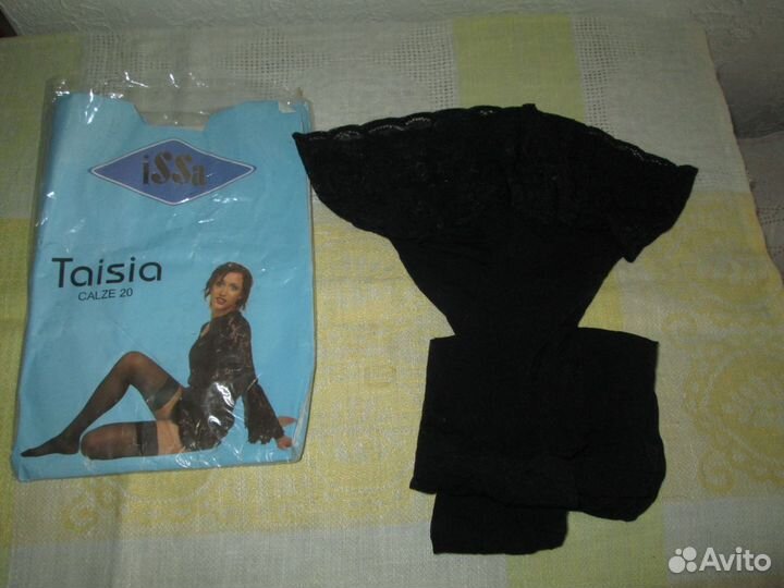 Чулки женские чёрные с кружевом