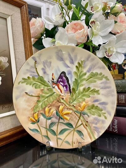 Старинная декоративная тарелка роспись Япония