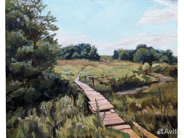 Картина маслом пейзаж. Дорога