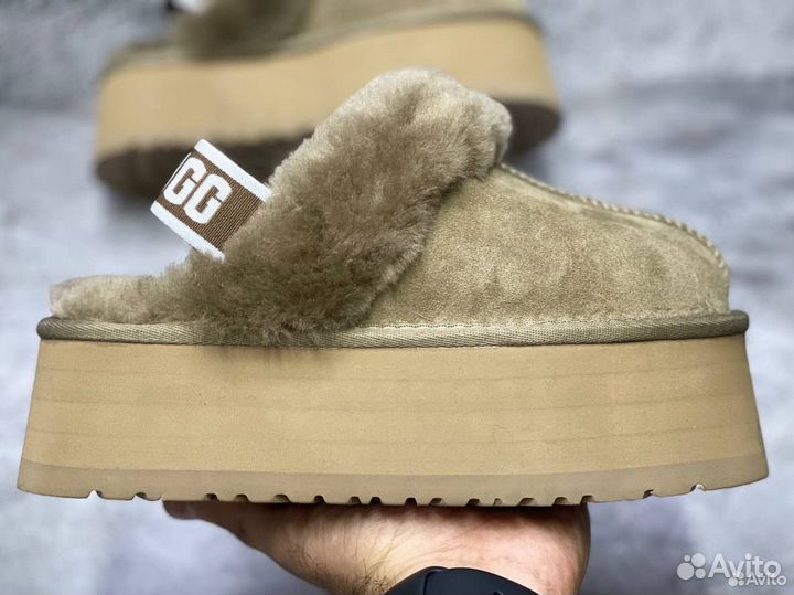 Угги женские с открытой пяткой на платформе 5 см