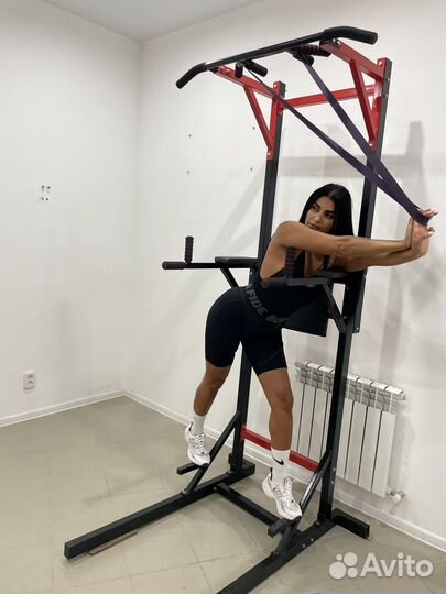 Турник брусья пресс 3в1 чер/кр 225см + фит резинка