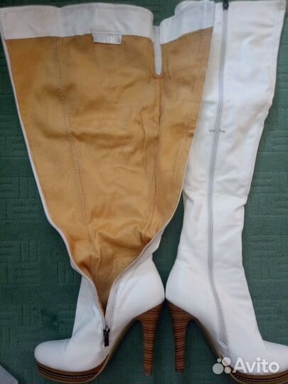 Сапоги- ботфорты белые (еврозима)