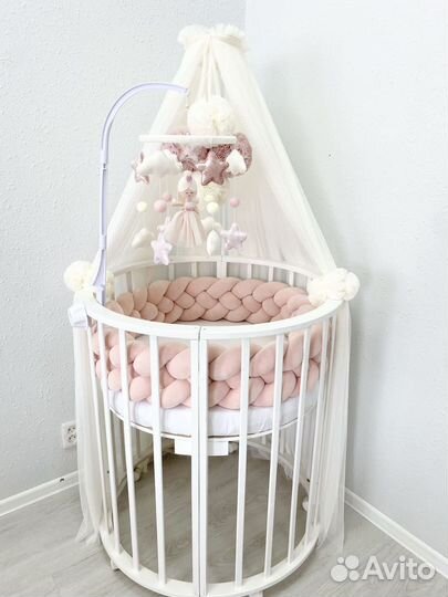 Бортик косичка балдахин на детскую кроватку