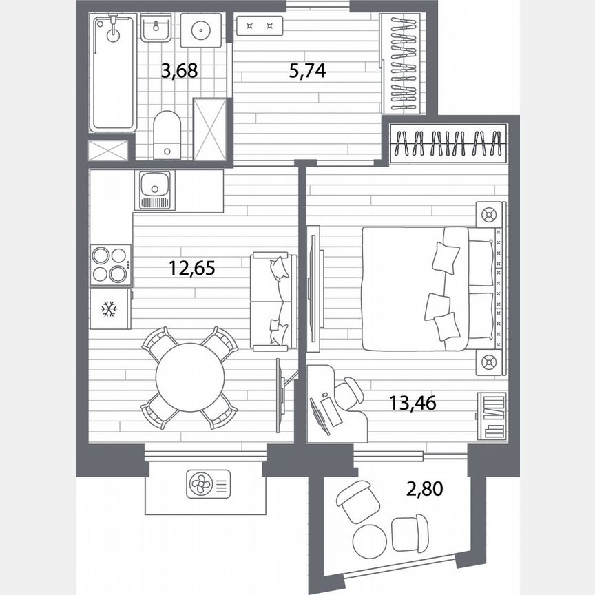 1-к. квартира, 36,4 м², 13/13 эт.