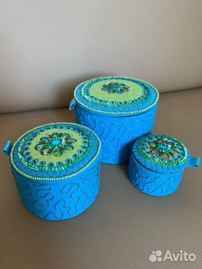 Набор 3 шкатулки, ручная работа Индия