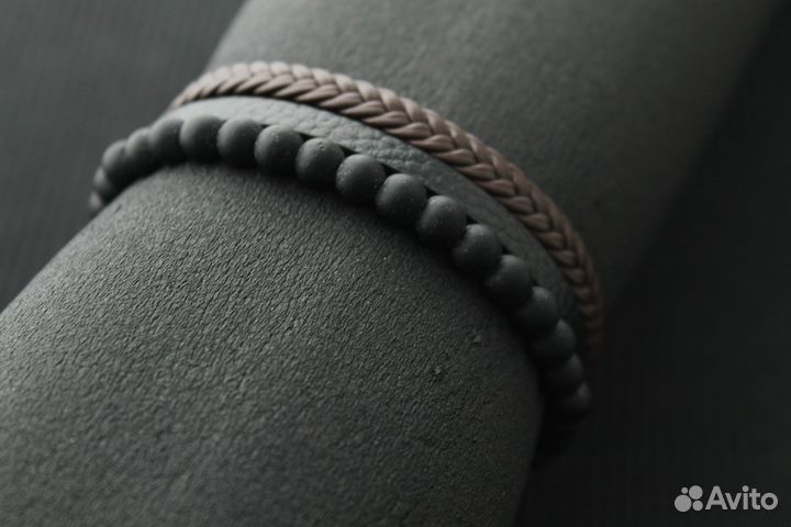 Браслет коричневый комбинированный унисекс 20 см