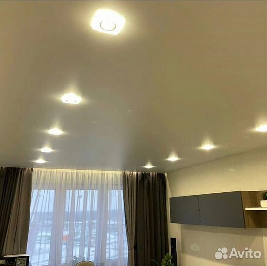 Натяжной потолок/Лента/Светильники/Гардина/Карниз