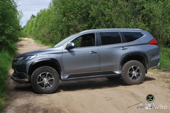 Силовые пороги амз для Mitsubishi Pajero Sport 201