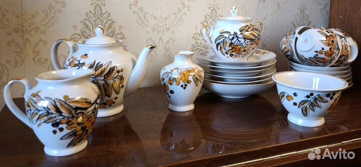 Сервиз чайный лфз Рябина золотая, 23пр. / 6пер