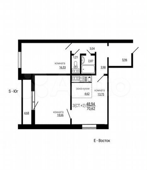 3-к. квартира, 70,6 м², 8/18 эт.
