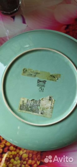 Тарелки икеа большие плоские зеленые 2 шт