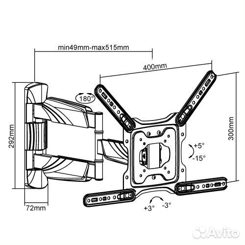 Кронштейн Brateck LPA50-443 наклонно - поворотный