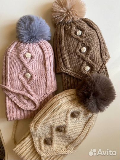 Комплект шапка и шарф для девочки от 3 лет
