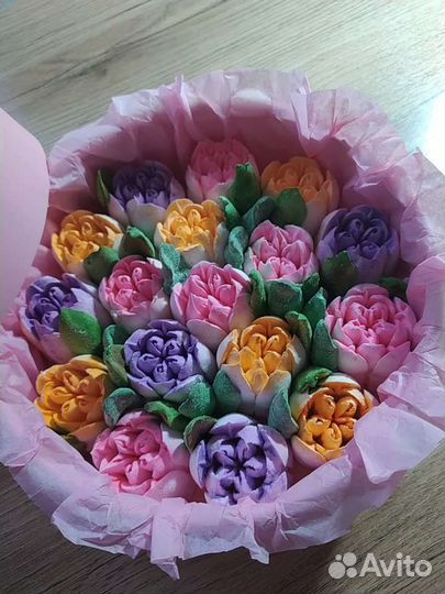 Зефирные тюльпаны, цветы из зефира