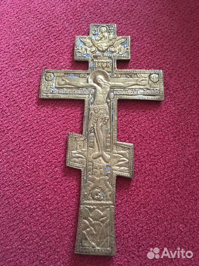 Крест Киотный старинный с эмалью