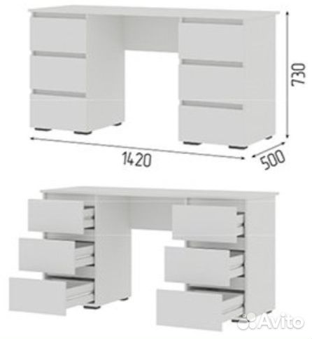 Письменный стол белый 142см новый