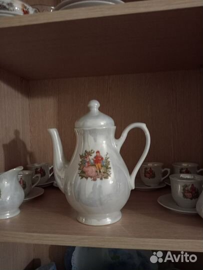 Кофейный сервиз СССР перламутровый пастушка