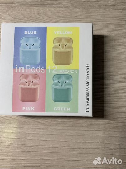 Без проводные Inpods 12 Голубой цвет В хорошее кач