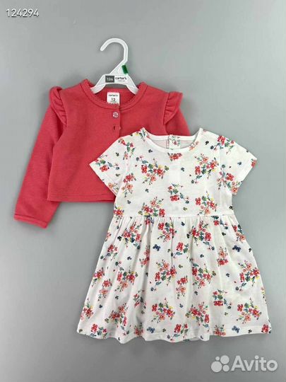 Костюм платье и кофточка для девочки 6 9 12 18 24