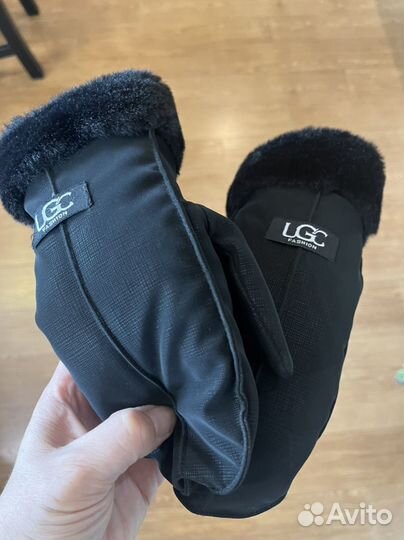 Женские новые варежки с мехом