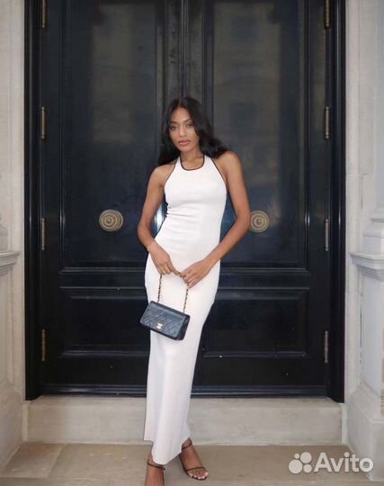 Трикотажное платье макси летнее черное