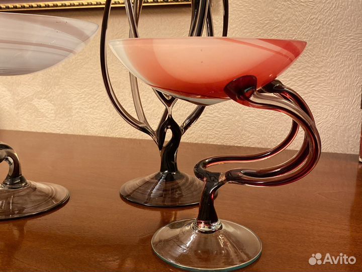 Вазы интерьерные цветное стекло 3шт