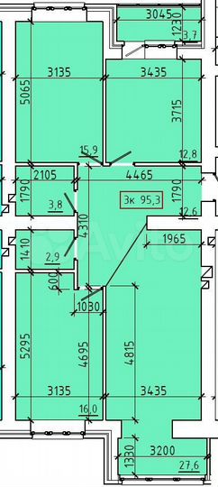 3-к. квартира, 95,3 м², 4/9 эт.