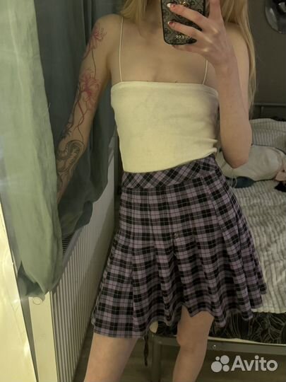 Фиолетовая юбка в клетку y2k