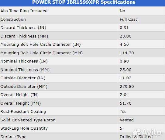 Передний тормозной диск Mazda 3 PowerStop 280x25