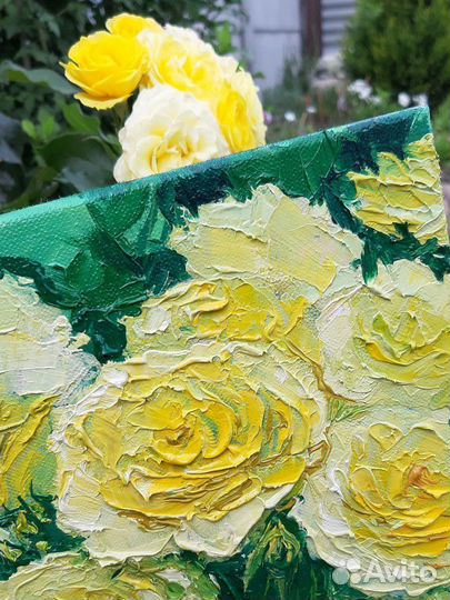 Картина текстурная маслом на холсте розы