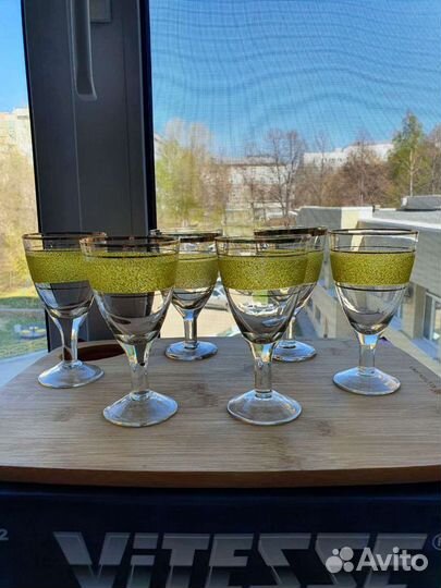 Рюмка (бокал) Чехословакия обсыпное стекло