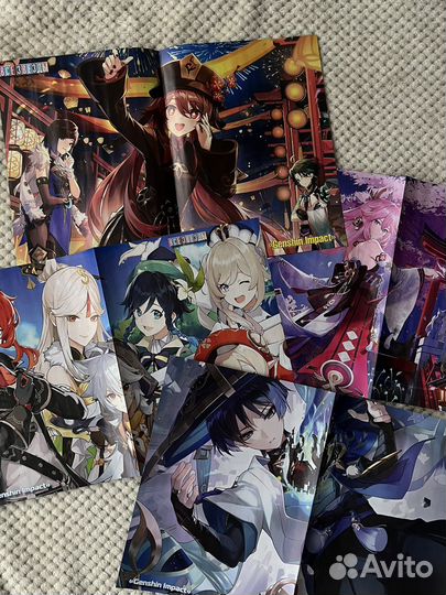 Плакаты постеры Все звёзды. Геншин Импакт, Аниме