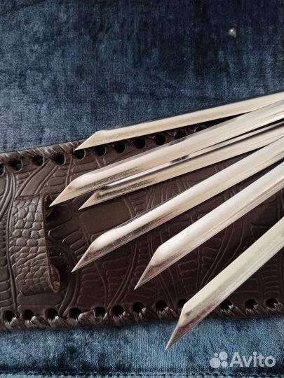 Набор шампуров в кожаном колчане