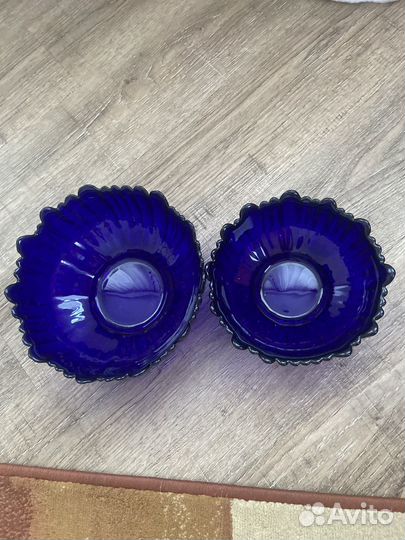 Салатница кобальтовое стекло СССР
