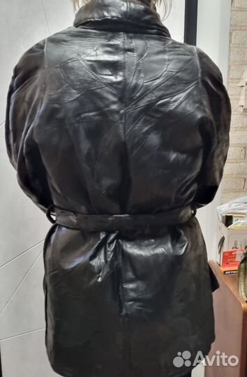 Кожаная куртка,теплая,оверсайз/oversize