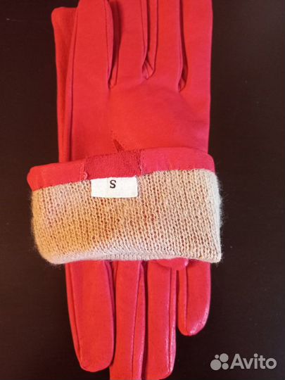 Перчатки красные из СССР,размер S,кожа