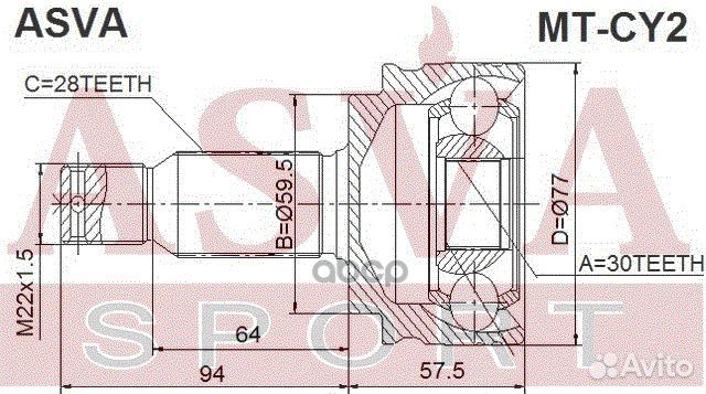 ШРУС наружный 30x59,5x28 MT-CY2 asva