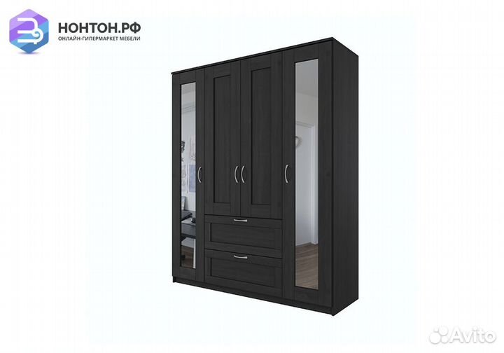 Шкаф четырехстворчатый Сириус венге с двумя ящикам