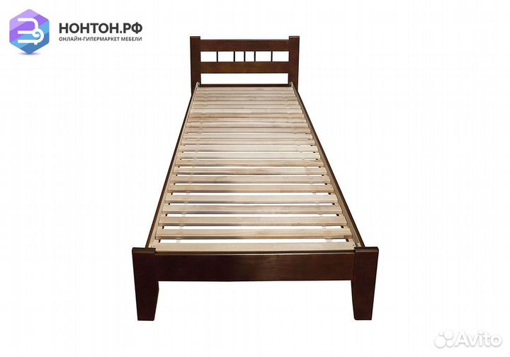 Кровать Массив-2Н с маленькой спинкой орех