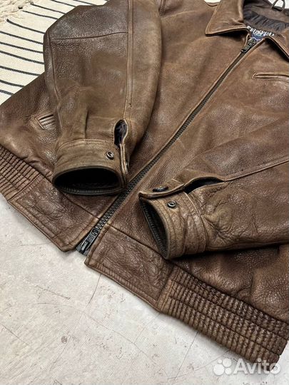 Винтажный пилотный бомбер из натуральной плотной к