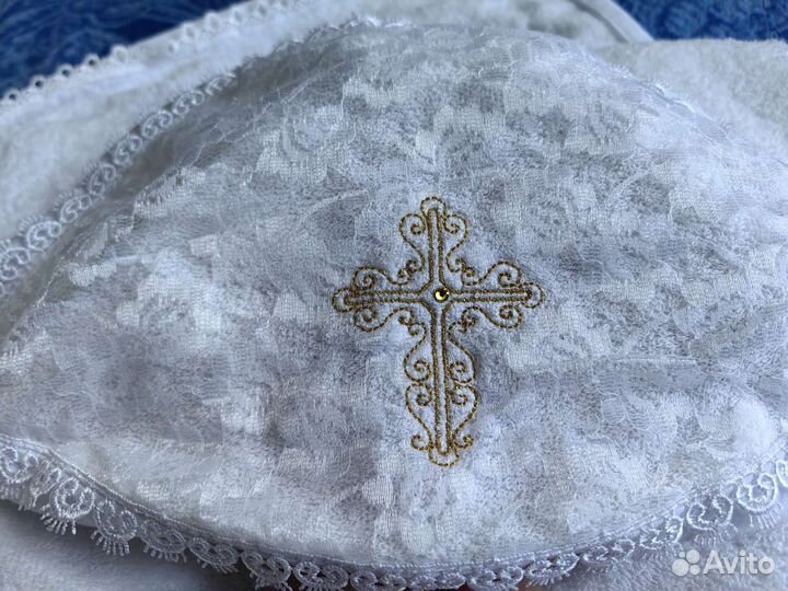 Полотенце детское для крещения новое с кружевом
