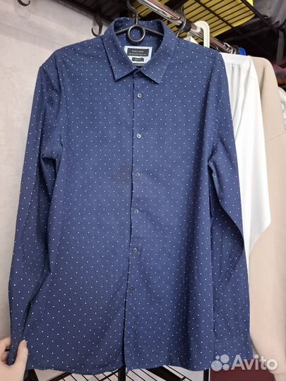 Рубашка мужская Zara, XL (р. 52), синяя