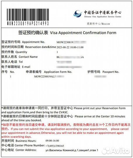 Виза в Китай / Запись ботом / Визовый Центр