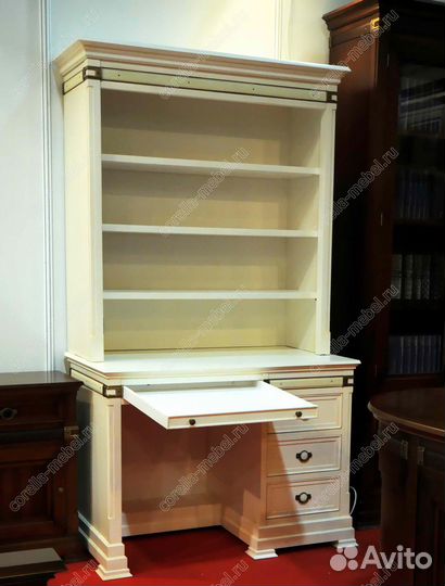 Компьютерный стол со шкафом белый из массива