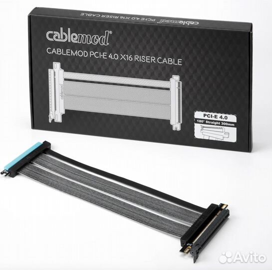 CableMod Straight PCI-e 4.0 Riser Cable Black, 30
