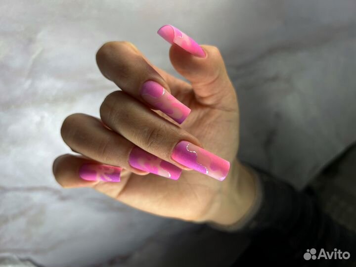 Выкладной френч наращивание ногтей маникюр