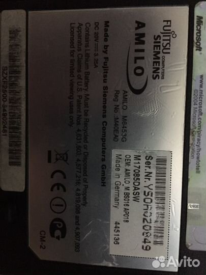 Ноутбук Fujitsu Siemens Amilo M6453G, hdd 80gb